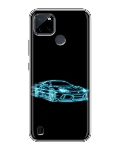 Чехол для Realme C12 с картинкой «Неоновый контур Lamborghini»