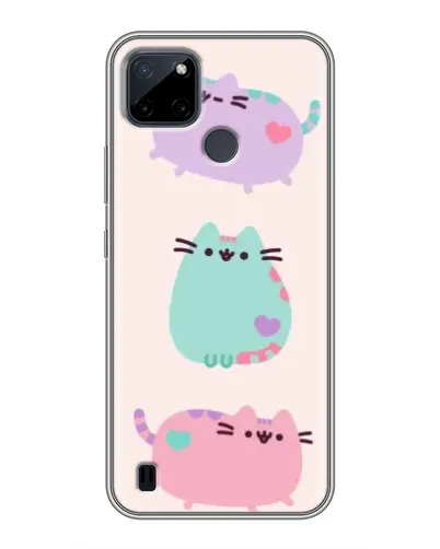Чехол для Realme C12 с картинкой «Pusheen трио»