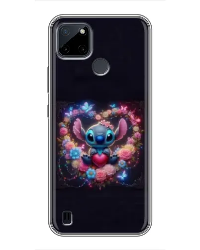 Чехол для Realme C12 с картинкой «Stitch в цветах»