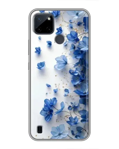 Чехол для Realme C12 с картинкой «Голубой цветочный каскад»