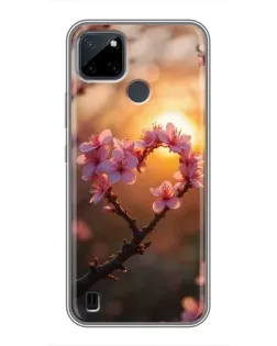 Чехол для Realme C12 с картинкой «Розовый цвет сердце на фоне заката» Чехол для Realme C12 с картинкой «Розовый цвет сердце на фоне заката»
