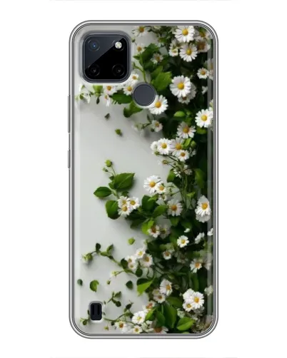 Чехол для Realme C12 с картинкой «Ветка мелких белых цветов»
