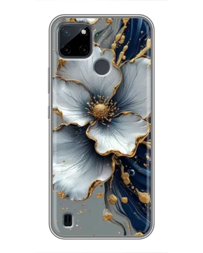 Чехол для Realme C12 с картинкой «Белый цветок и золотой флюид» Чехол для Realme C12 с картинкой «Белый цветок и золотой флюид»