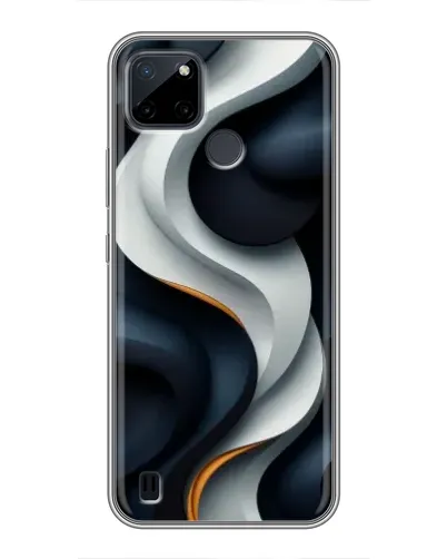 Чехол для Realme C12 с картинкой «Объемные черно-белые ленты»