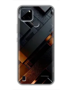 Чехол для Realme C12 с картинкой «Черные геометрические блоки»