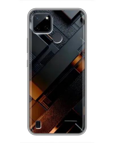 Чехол для Realme C12 с картинкой «Черные геометрические блоки»