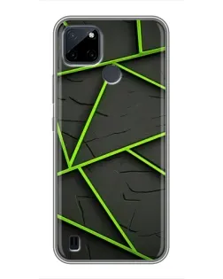 Чехол для Realme C12 с картинкой «Зеленые геометрические линии»