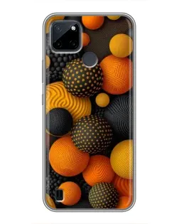 Чехол для Realme C12 с картинкой «Объемные оранжевые сферы»