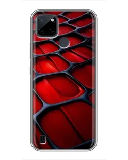 Чехол для Realme C12 с картинкой «Красная глянцевая сетка»
