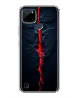 Чехол для Realme C12 с картинкой «Kрасная лавовая трещина»