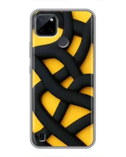 Чехол для Realme C12 с картинкой «Черное желтое переплетение»