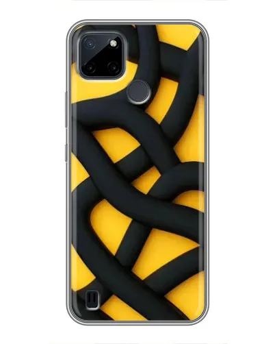 Чехол для Realme C12 с картинкой «Черное желтое переплетение»