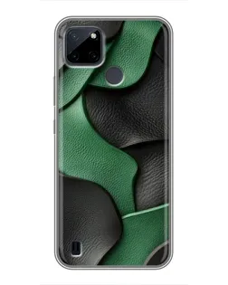 Чехол для Realme C12 с картинкой «Зеленые кожаные волны»