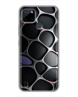Чехол для Realme C12 с картинкой «Объемная темная решетка»