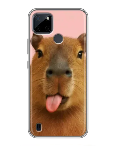 Чехол для Realme C12 с картинкой «Капибара с языком»