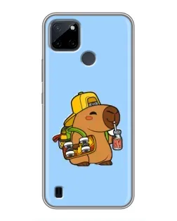 Чехол для Realme C12 с картинкой «Капибара на скейте»