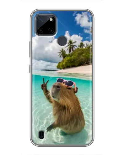 Чехол для Realme C12 с картинкой «Капибара на море»