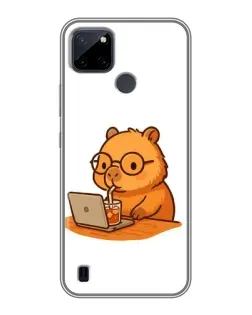 Чехол для Realme C12 с картинкой «Капибара с ноутбуком»