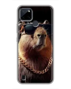 Чехол для Realme C12 с картинкой «Капибара золотая цепь»