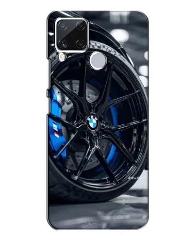 Чехол для Realme C15 с картинкой «Колесо BMW вблизи»