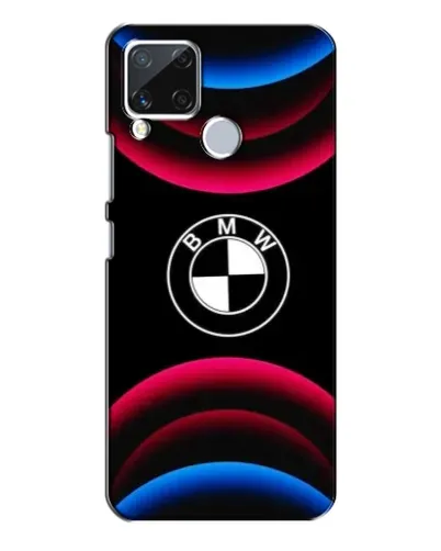 Чехол для Realme C15 с картинкой «Логотип BMW и неоновые дуги»