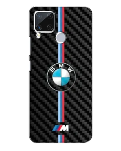 Чехол для Realme C15 с картинкой «Эмблема BMW и карбон»