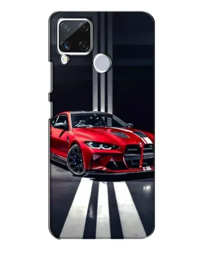 Чехол для Realme C15 с картинкой «Красная BMW на дороге»