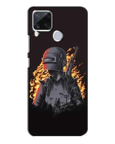Чохол для Realme C15 з картинкою «PUBG — вогняний силует»