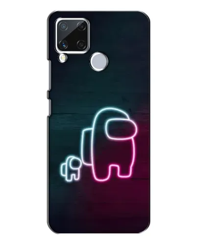 Чехол для Realme C15 с картинкой «Among Us неон-арт»