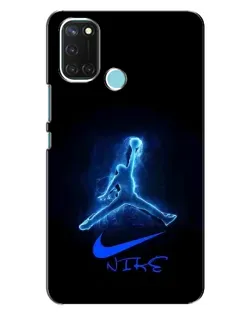 Чехол для Realme C17 с картинкой «Jordan Neon Blue»