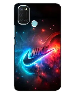 Чехол для Realme C17 с картинкой «Огненный логотип Nike»