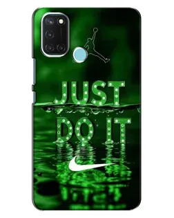 Чехол для Realme C17 с картинкой «Зеленый неоновый Nike»