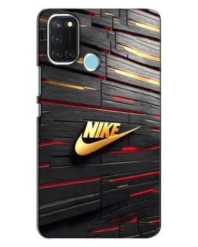 Чехол для Realme C17 с картинкой «Золотой Nike на металле»