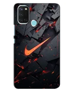 Чехол для Realme C17 с картинкой «Nike — эффект разломов»