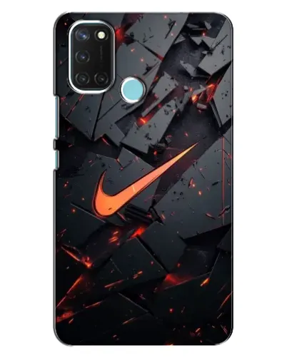 Чехол для Realme C17 с картинкой «Nike — эффект разломов»