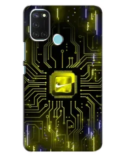Чехол для Realme C17 с картинкой «Nike — золотая искра»
