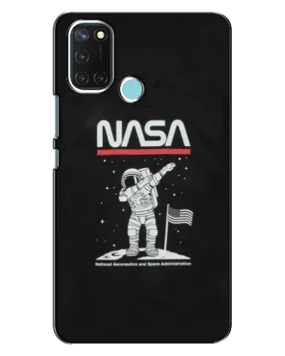 Чехол для Realme C17 с картинкой «NASA — шагаем по Луне»
