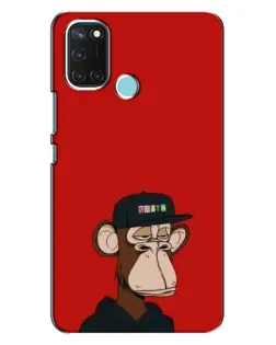 Чехол для Realme C17 с картинкой «Bored Ape — красный фон»