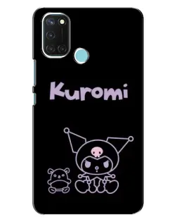 Чехол для Realme C17 с картинкой «Kuromi — черный минимализм»