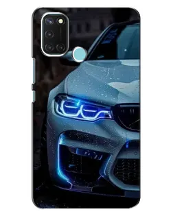 Чехол для Realme C17 с картинкой «Взгляд BMW с синими фарами»