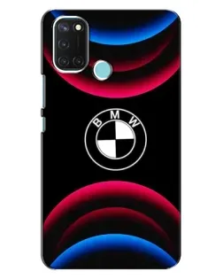 Чехол для Realme C17 с картинкой «Логотип BMW и неоновые дуги»