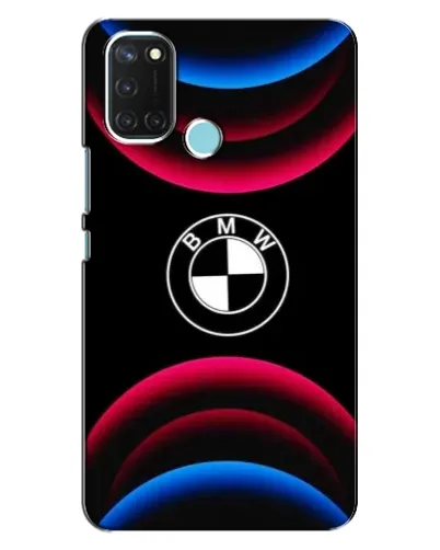 Чехол для Realme C17 с картинкой «Логотип BMW и неоновые дуги»