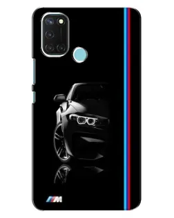 Чехол для Realme C17 с картинкой «Силуэт BMW в темноте»