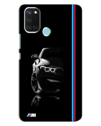 Чехол для Realme C17 с картинкой «Силуэт BMW в темноте»