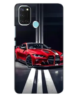 Чехол для Realme C17 с картинкой «Красная BMW на дороге»