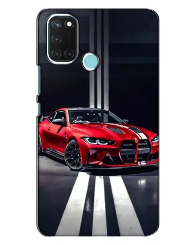 Чехол для Realme C17 с картинкой «Красная BMW на дороге»