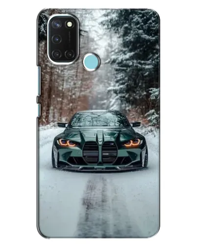 Чехол для Realme C17 с картинкой «BMW в зимнем лесу»