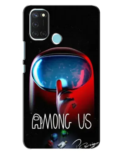 Чехол для Realme C17 с картинкой «Красный импостер — макро»