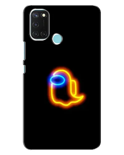 Чехол для Realme C17 с картинкой «Among Us неоновое сияние»