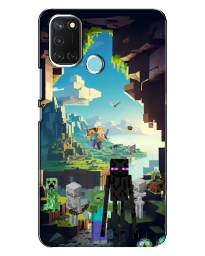 Чехол для Realme C17 с картинкой «Эндермен в лесу»